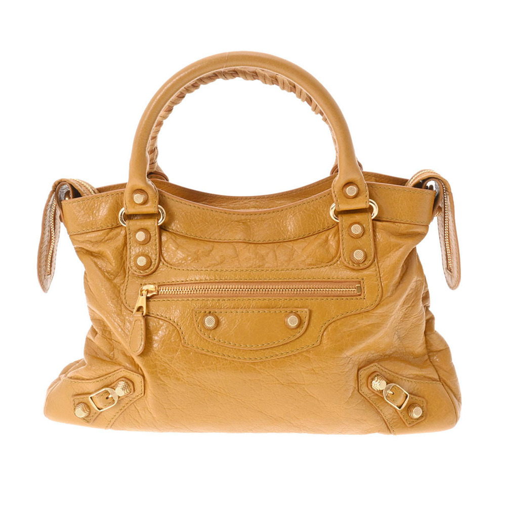 BALENCIAGA The Giant Town Mustard Calfskin Handbag
